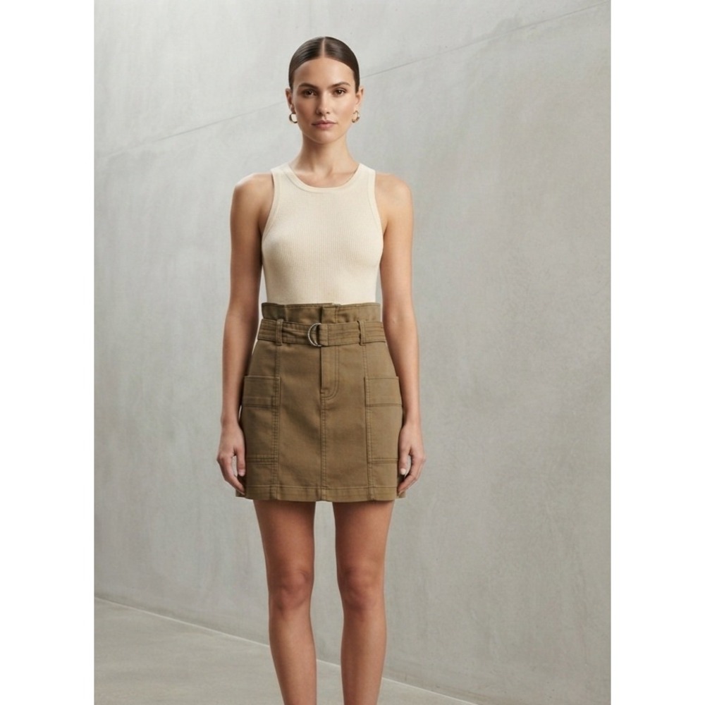 Wild Fable Olive Green Utility Paperbag Waist Belted Cargo Mini Skirt Small